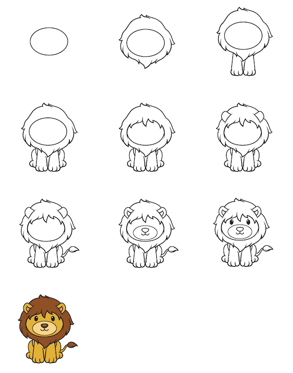 Drawing Lion in 10 Easy Steps Hướng dẫn cách vẽ con sư tử đơn giản ấn tượng ai cũng vẽ được Hướng dẫn cách vẽ con sư tử đơn giản ấn tượng ai cũng vẽ được
