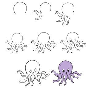 Octopus in 8 steps Hướng dẫn cách vẽ bạch tuộc đơn giản với 8 bước ai cũng thực hiện được Hướng dẫn cách vẽ bạch tuộc đơn giản với 8 bước ai cũng thực hiện được