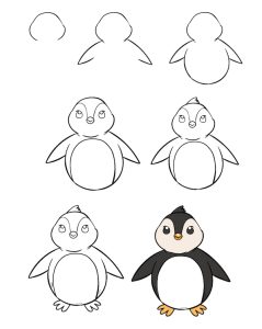 Penguin in 7 steps Hướng dẫn cách vẽ chim cánh cụt đơn giản với 8 bước ai cũng thực hiện được Hướng dẫn cách vẽ chim cánh cụt đơn giản với 8 bước ai cũng thực hiện được