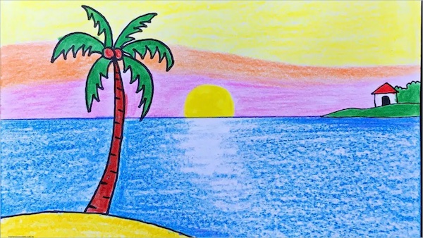ve tranh phong canh 2 Hướng dẫn vẽ tranh phong cảnh đẹp đơn giản bằng bút chì, màu Hướng dẫn vẽ tranh phong cảnh đẹp đơn giản bằng bút chì, màu