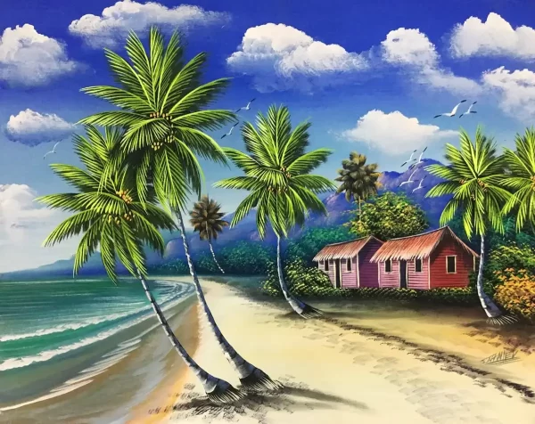 haitian art beach landscape tropical oil painting op0128 e1675132280462 Tranh sơn dầu là gì? 500+ bức tranh sơn dầu đẹp giá rẻ 2023 Tranh sơn dầu là gì? 500+ bức tranh sơn dầu đẹp giá rẻ 2023